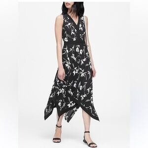 Banana Republic Black and White Handkerchief-Hem Dress